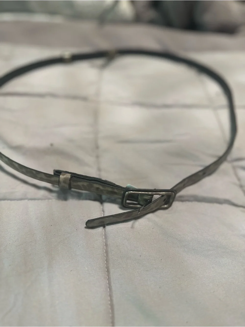 Slim Metallic Gray Women’s Belt